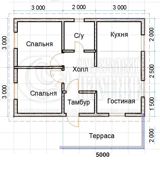 Проект каркасного дома 6х9 одноэтажный чертеж